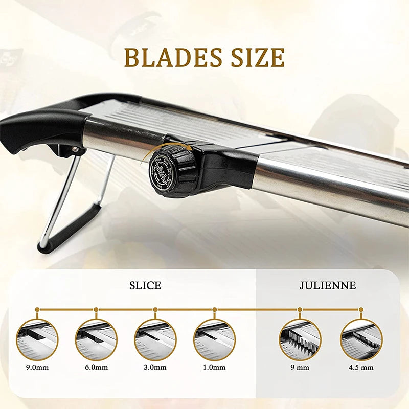 Multi-Function Stainless Steel Adjustable Mandoline Slicer – Professional Food Cutter, Chopper & Julienne Slicer for Kitchen Prep, Potatoes, Carrots, Onions & More