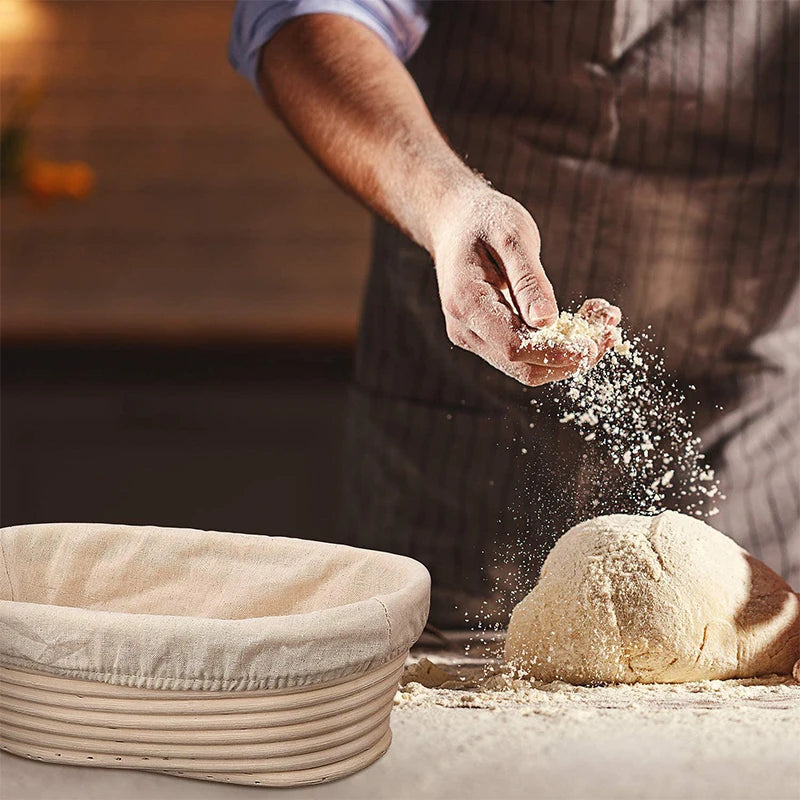 Rattan Bread Proofing Basket with Linen Liner – Round & Oval Banneton for Sourdough – Perfect for Proving Dough & Homemade Bread