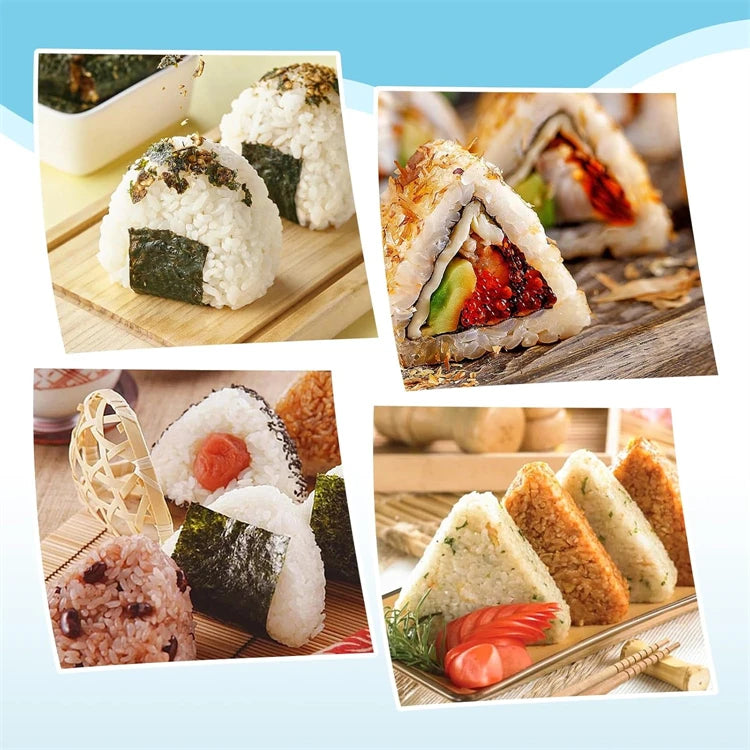 6 in 1 Sushi & Onigiri Mould Set – Triangle, Heart & Musubi Rice Ball Maker Kit – Perfect for Sushi, Bento Boxes & Kids Lunches – Available in Grey & Blue Colours
