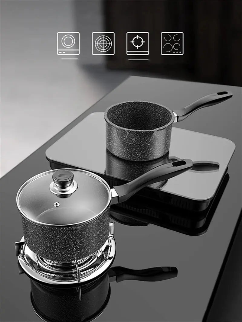 Non-Stick Granite Maifan Stone Coating Saucepan – Ideal for Heating Milk, Boiling, Simmering & Preparing Sauces, Soups & Small Daily Meals – PFOA-Free Durable Milk Pot with Granite Finish