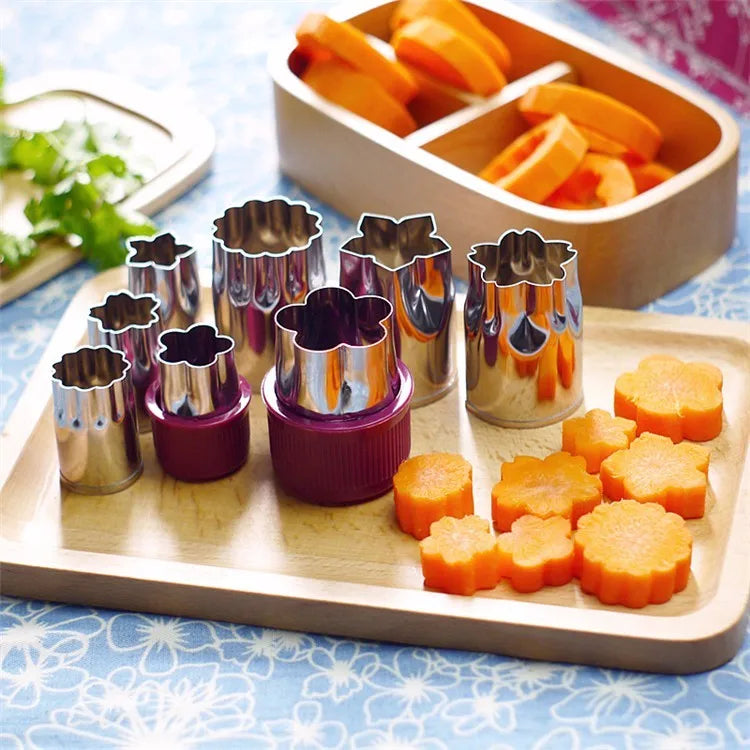 Stainless Steel Vegetable & Fruit Shape Cutters – Flower Cookie Cutter Moulds – Perfect for Kids Food, Bento & Garnishes
