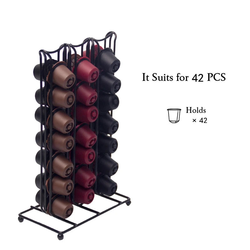 360° Rotating Stainless Steel Coffee Capsule Holder – 24 Pod Carousel Stand & Storage Rack – Best for Organising Coffee Pods on the Worktop – Available for Large Round or Small Capsules