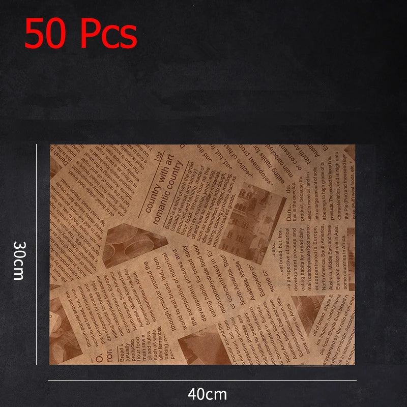 50 Piece Greaseproof Deli Paper Sheets – Non-Stick Sandwich Wrapping & Baking Paper – Perfect for Burgers, Sandwiches, Bread & Pizza – Available in Brown & White
