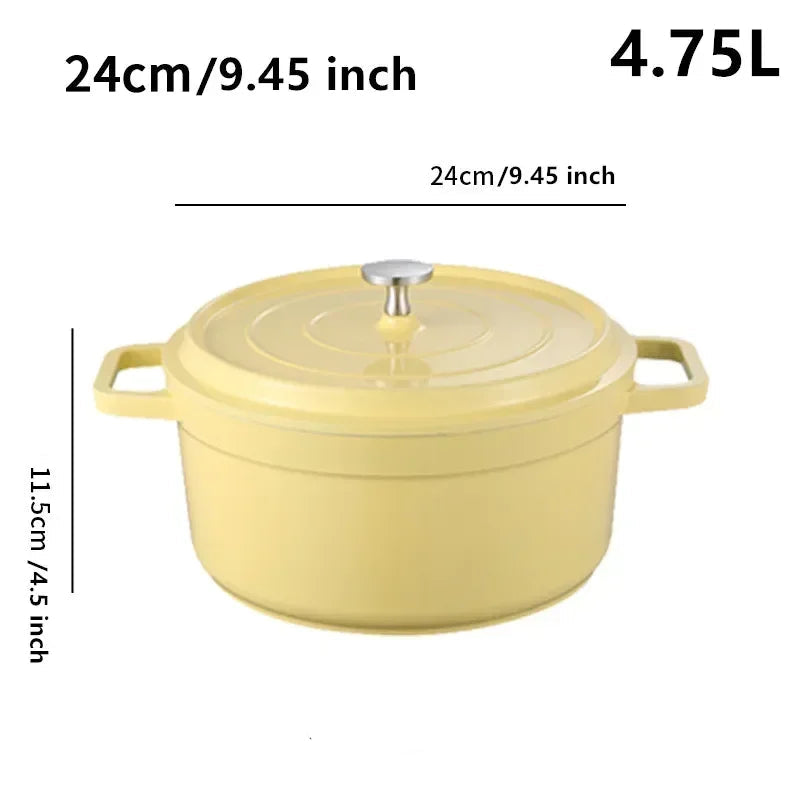 Non-Stick Cast Aluminium Enamelled Cooking Pot with Lid - Available in 2.75L & 4.75L