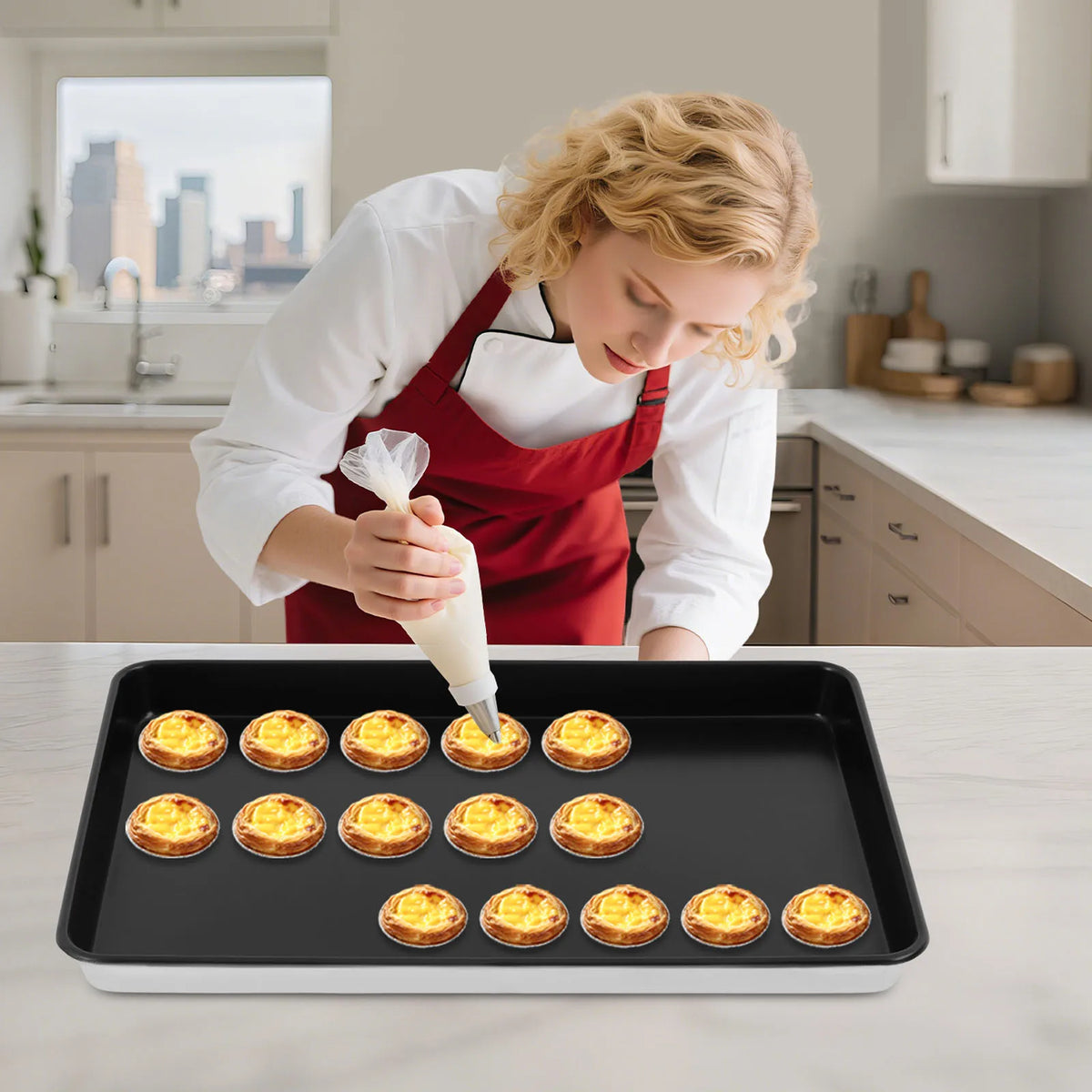 Non-Stick Aluminium Baking Pan – Rectangular Oven Tray & Cookie Sheet – Perfect for Cookies, Cakes, Pizza & Roast Vegetables