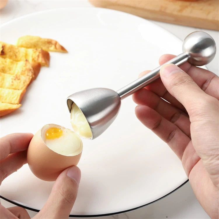 Stainless Steel Egg Topper & Cracker – Soft & Hard Boiled Egg Cutter and Opener – Great for Neatly Topping Boiled Eggs