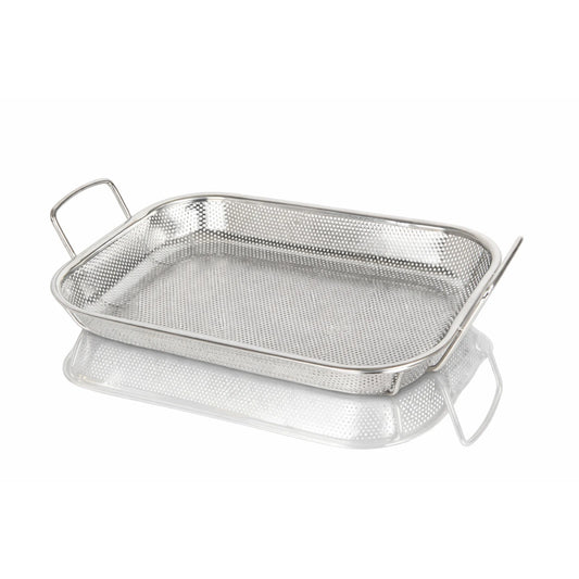 Stainless Steel Perforated BBQ Grill Pan with Micro-Perforated Mesh – Outdoor Roasting & Baking Tray for Steak, Meat, Vegetables & Seafood, Rust-Resistant BBQ Roasting Tray with Even Heat Distribution 1pcs
