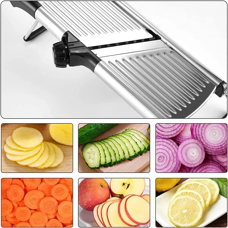Multi-Function Stainless Steel Adjustable Mandoline Slicer – Professional Food Cutter, Chopper & Julienne Slicer for Kitchen Prep, Potatoes, Carrots, Onions & More