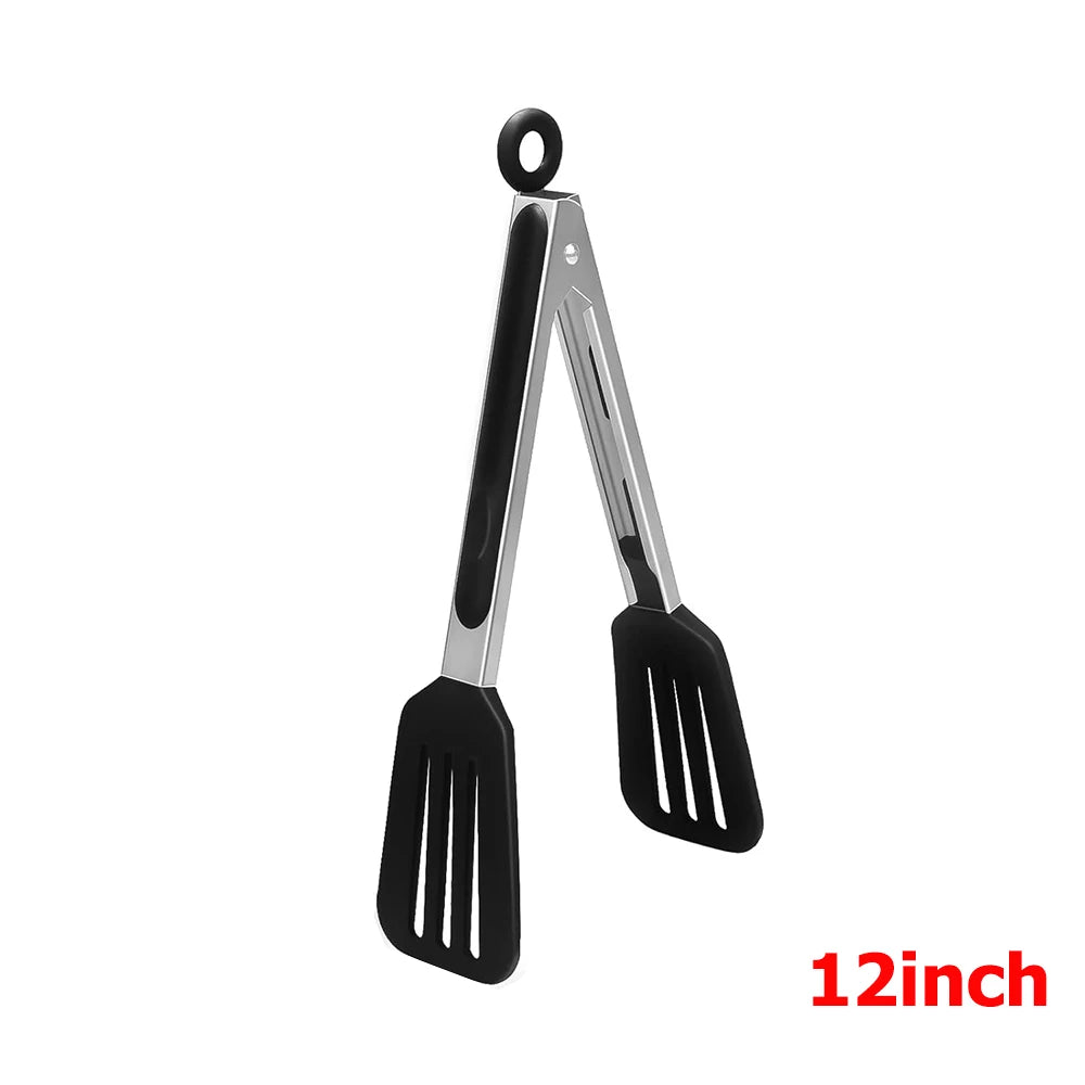 Stainless Steel Kitchen Tongs with Silicone Tips – Nonstick Cooking & BBQ Grilling Tongs – Best for Serving, Frying & Salads