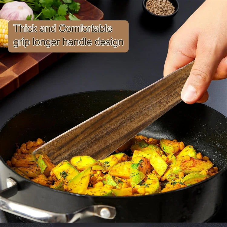 Acacia Wood Flat Cooking Spatula – Wooden Turner for Flipping & Scraping – Great for Nonstick Pans, Stir-Fries & Sautéing