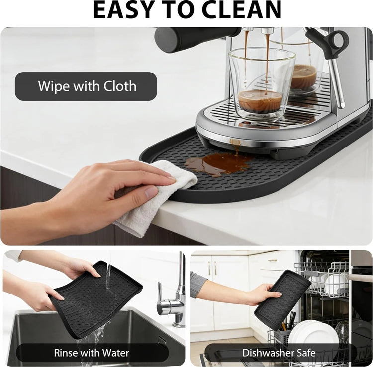 Silicone Coffee Machine Mat with Raised Edges – Non-Slip Leak-Proof Countertop Mat – Ideal for Espresso Machines & Coffee Makers – Available in 20cm & 30cm