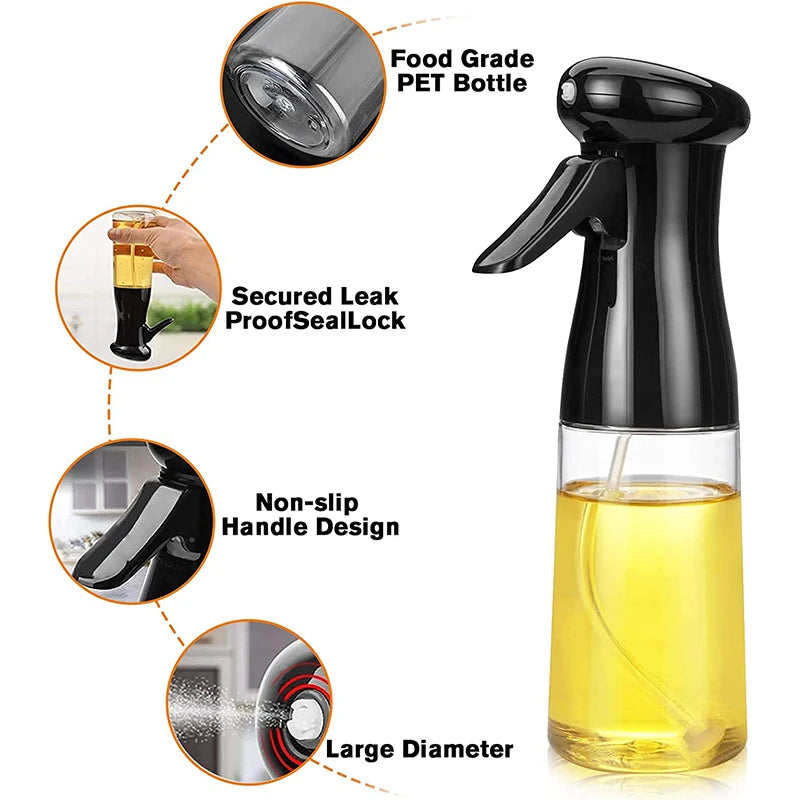 200ml Olive Oil Sprayer for Cooking – Oil Mister & Vinegar Spritzer Bottle – Ideal for Air Frying, Salads, Roasting & Baking – Available in Black & White Colours