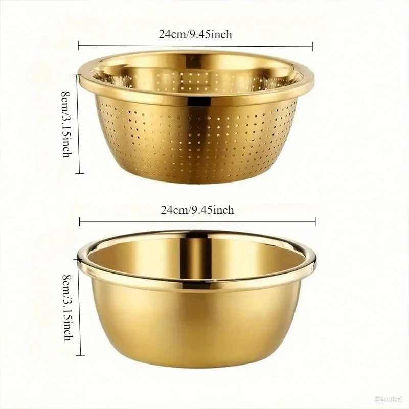 2PC Stainless Steel Strainer & Steamer Set | Dishwasher Safe for Rice Pasta Veggies | Rustproof Heavy Duty Space Saving Tools 2pcs