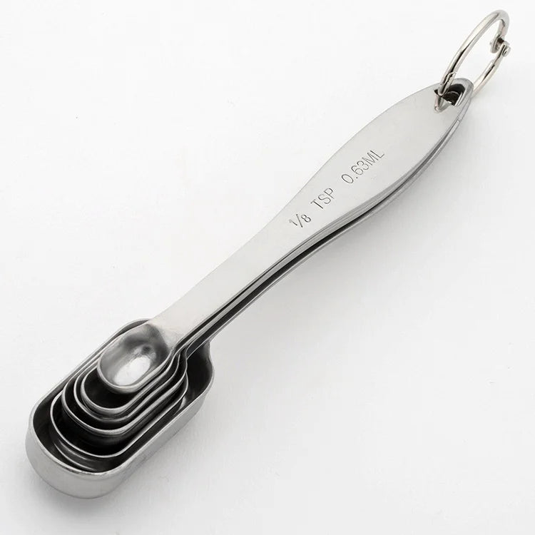 6 Piece Stainless Steel Measuring Spoon Set – Narrow Spoons for Spice Jars – Perfect for Cooking & Baking Measurements