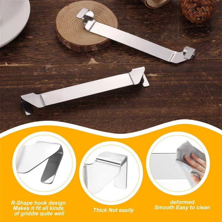 Stainless Steel Griddle Spatula Stand – BBQ Utensil Holder Clip for Grill Side Shelves – Ideal for Keeping Spatulas & Tongs Off the Surface – Available in 1 Piece & 2 Pieces