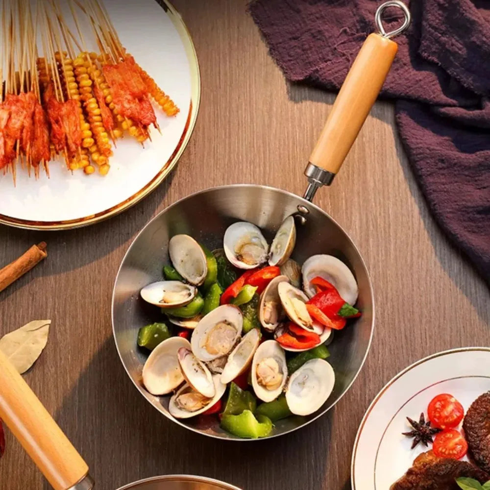 Stainless Steel Cooking Pot & Skillet – Non-Stick Small Pan for Frying, Searing, Boiling Soups, Stir-Fry & Daily Cooking – Available in 20cm with or without Lid – Gas & Induction Compatible