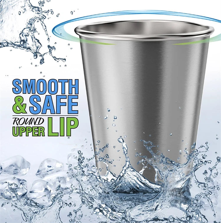 500ml Stainless Steel Stackable Tumbler Cup – Unbreakable Reusable Metal Pint Cup – Best for Water, Milk, Kids & Travel