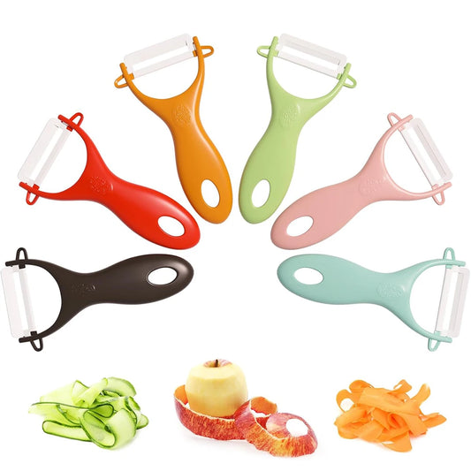 Ceramic Vegetable Peeler Set with Ergonomic Handles – Potato, Carrot & Apple Peelers – Perfect for Peeling Fruit & Vegetables – Available in Pastel & Bright 4 Piece Sets or Full 8 Piece Set