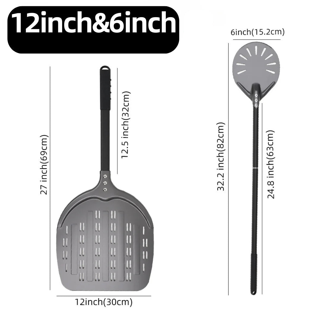 Aluminium Pizza Peel & Turning Paddle 12" & 6" Pizza Peel & Turning Paddle Set — Black v3