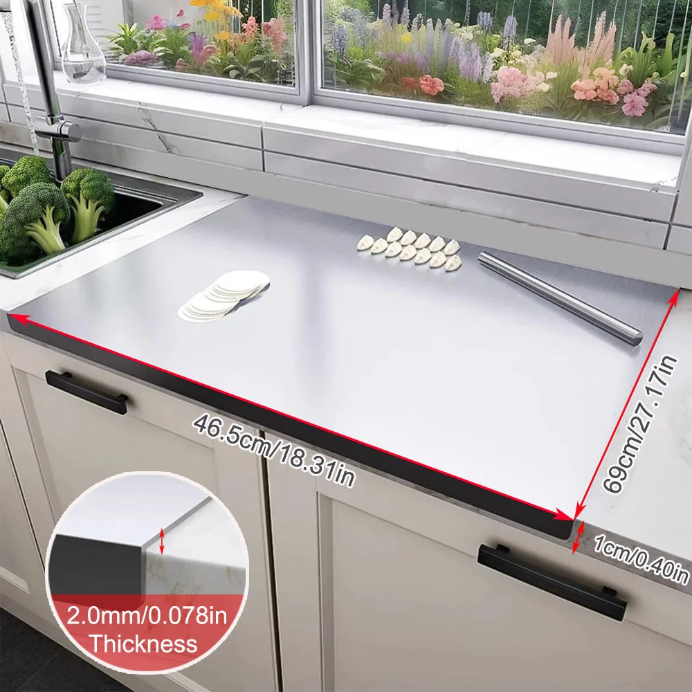 Large Double-Sided Stainless Steel Chopping Board – Thickened Dough Kneading Board & Pastry Mat – Great for Chopping, Kneading & Rolling Dough – Available in 22 Sizes