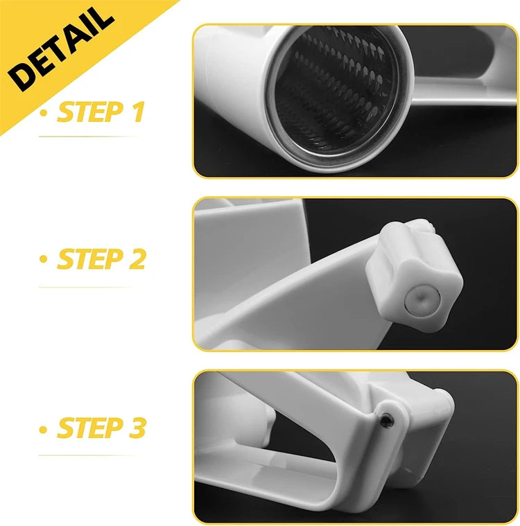 Handheld Rotary Cheese Grater with Stainless Steel Drum – Manual Cheese Grater – Great for Hard Cheese, Chocolate & Nuts