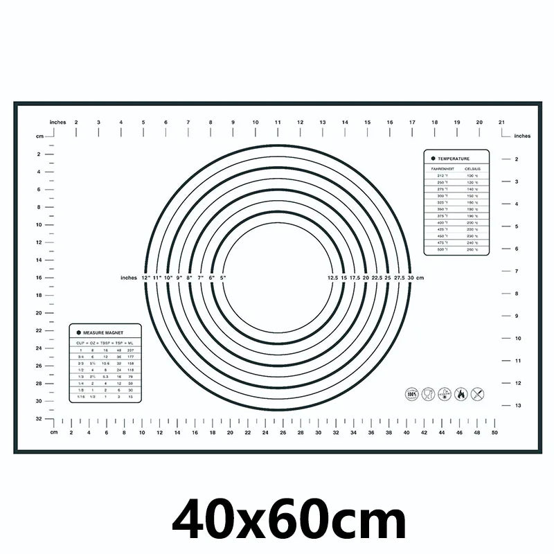 Thick Silicone Baking Mat with Measurements & Raised Edges – Reusable Non-Stick Pastry & Dough Rolling Mat – Great for Kneading, Rolling & Baking – Available in Red & Black Colours