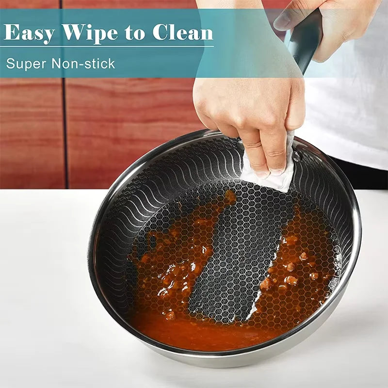 316 Stainless Steel Honeycomb Nonstick Frying Pan – Induction Compatible Skillet & Omelette Pan – Great for Eggs, Steak & Fish – Available With or Without Lid