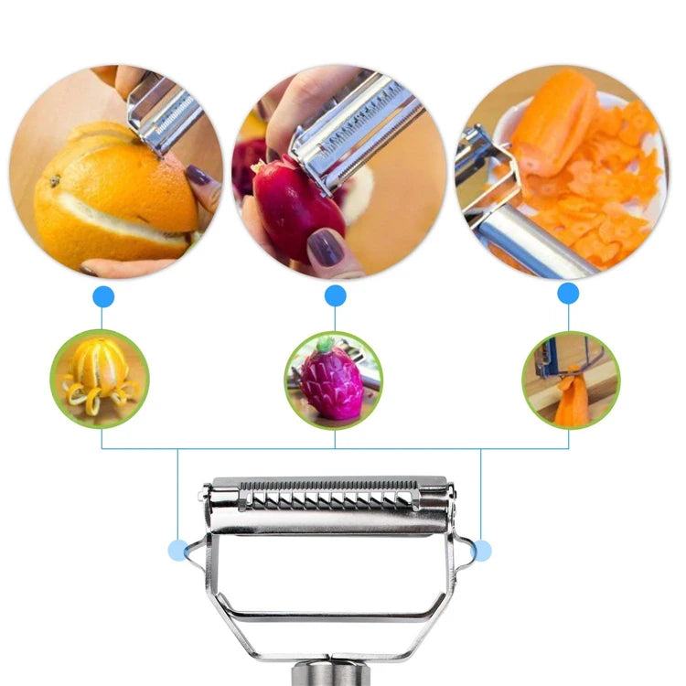 Multi-Function Stainless Steel Julienne Peeler – Vegetable Shredder & Carrot Peeler – Ideal for Carrots, Cucumbers & Potatoes