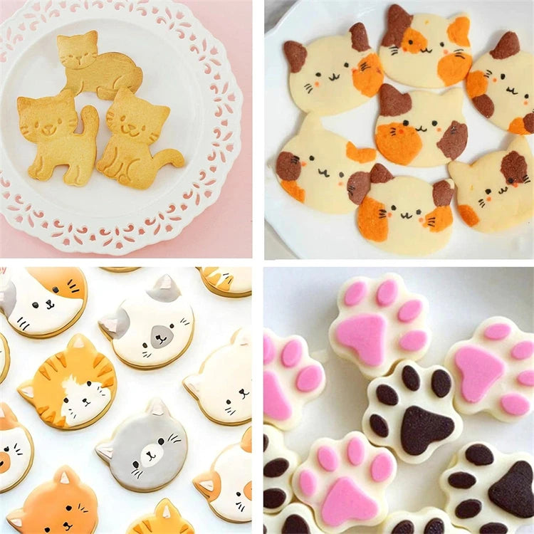 9 Piece Stainless Steel Cat Cookie Cutter Set – Cute Cat Biscuit & Fondant Cutters – Ideal for Baking & Cake Decorating