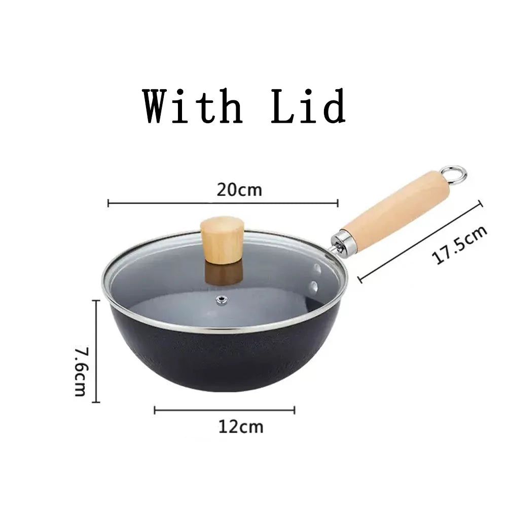Flat Bottom Iron Wok – Uncoated Stir-Fry Wok for Induction & Gas Hobs, with or without Lid – Perfect for Stir-Fries & Fried Rice – Available in 20cm, 22cm & 28cm