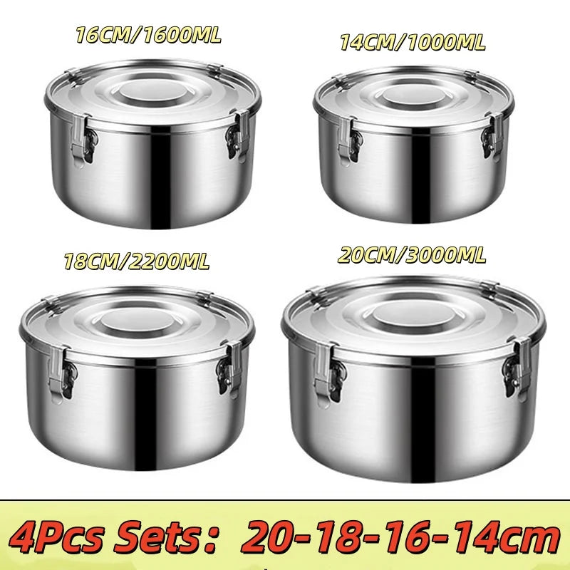 Stainless Steel Lunch Box Set 20 18 16 14CM