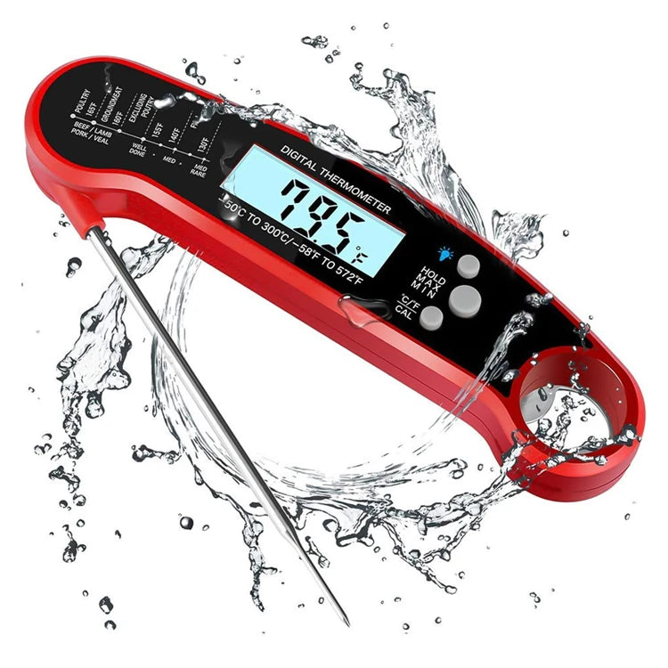 Digital Instant Read Meat Thermometer with Backlight – Waterproof 0.5 Second Food Thermometer – Best for BBQ, Roasting & Baking – Available in Black & Red Colours