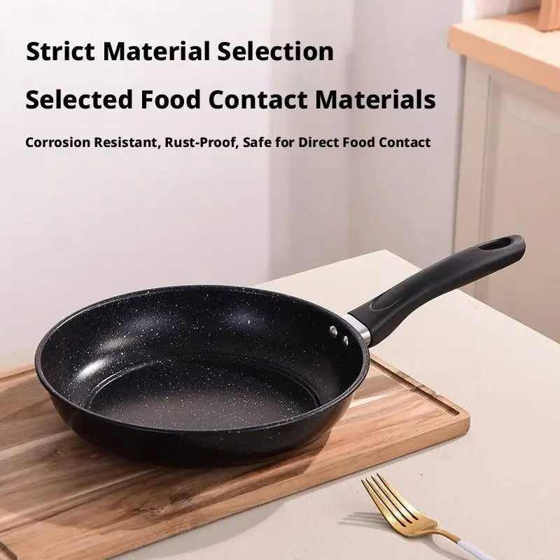 Carbon Steel Non-Stick Frying Pan – Stone-Coated Flat Bottom Skillet – Ideal for Pancakes, Steaks & Quick Breakfasts – Available in 18cm, 20cm, 22cm & 24cm
