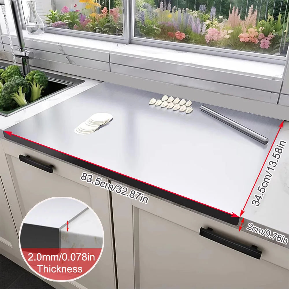 Large Double-Sided Stainless Steel Chopping Board – Thickened Dough Kneading Board & Pastry Mat – Great for Chopping, Kneading & Rolling Dough – Available in 22 Sizes