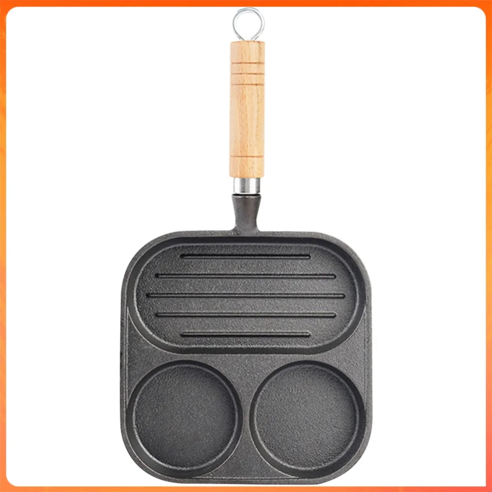Cast Iron Kitchen Egg Frying Pan 3 Cup Nonstick Breakfast Pan For Gas And Induction Stoves Burger  Sausage