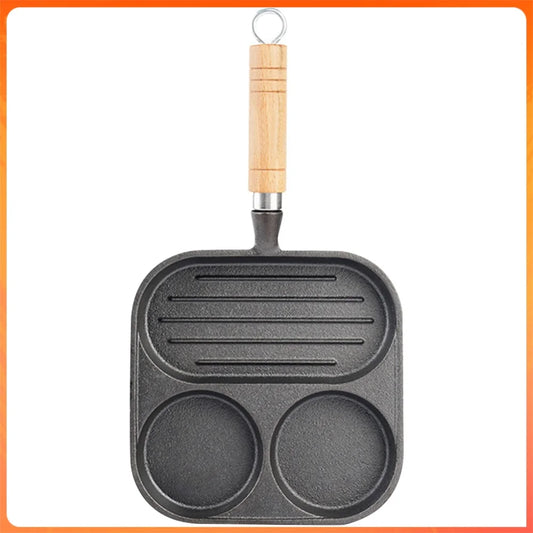 Cast Iron Kitchen Egg Frying Pan 3 Cup Nonstick Breakfast Pan For Gas And Induction Stoves Burger Sausage