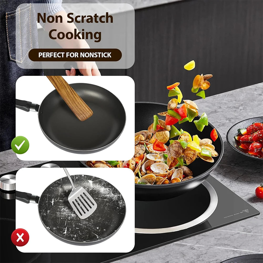 Acacia Wood Flat Cooking Spatula – Wooden Turner for Flipping & Scraping – Great for Nonstick Pans, Stir-Fries & Sautéing