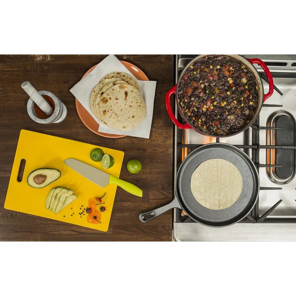 Pre-Seasoned Cast Iron Round Griddle Pan – Flat Pancake Plate for Stove, Oven, Grill & Campfire – Best for Pancakes, Flatbreads & Camp Breakfasts