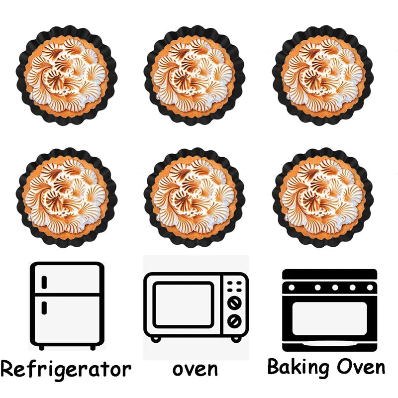 8cm Non-Stick Carbon Steel Mini Tart Pans with Removable Bottoms – Fluted Egg Tart Moulds – Great for Tarts, Quiches & Cupcakes – Available in 4 Pieces, 6 Pieces, 8 Pieces & 10 Pieces