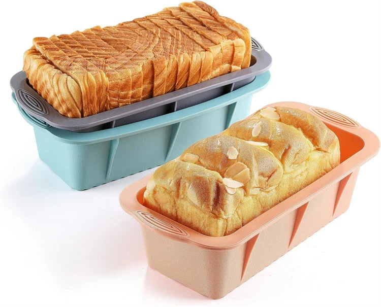 Non-Stick Silicone Loaf Pan – Easy Release Bread Mould & Baking Tin – Perfect for Bread, Meatloaf, Banana Bread & Cakes – Available in Grey, Pink & Blue Colours