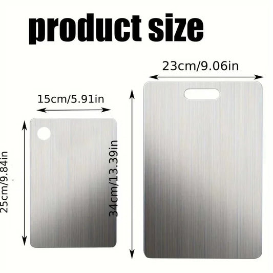 Stainless Steel Chopping Board Set of 2 – Heavy Duty Non-Slip Rust-Proof Cutting Boards – Best for Meat & Vegetables