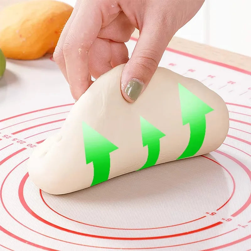 Thick Silicone Baking Mat with Measurements & Raised Edges – Reusable Non-Stick Pastry & Dough Rolling Mat – Great for Kneading, Rolling & Baking – Available in Red & Black Colours