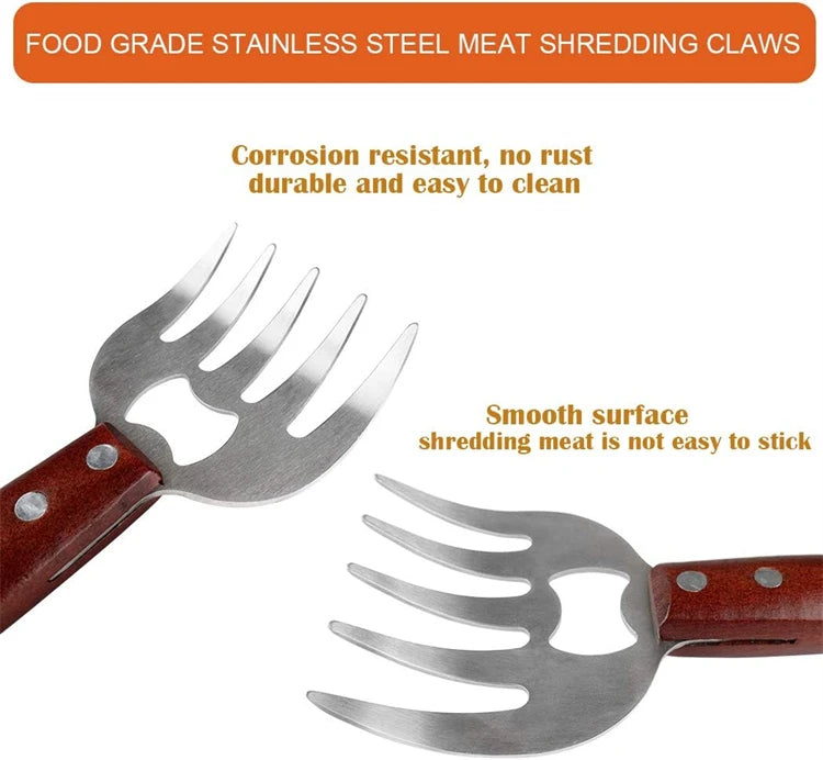 Meat Shredder Claws with Wooden Handle — Set of 2