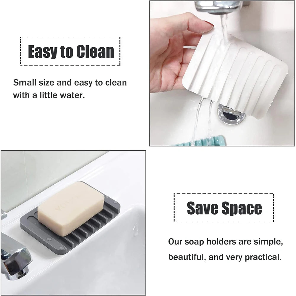 Self Draining Silicone Sponge & Soap Holder – Waterfall Soap Dish Drainer – Ideal for Kitchen Sinks & Bathrooms