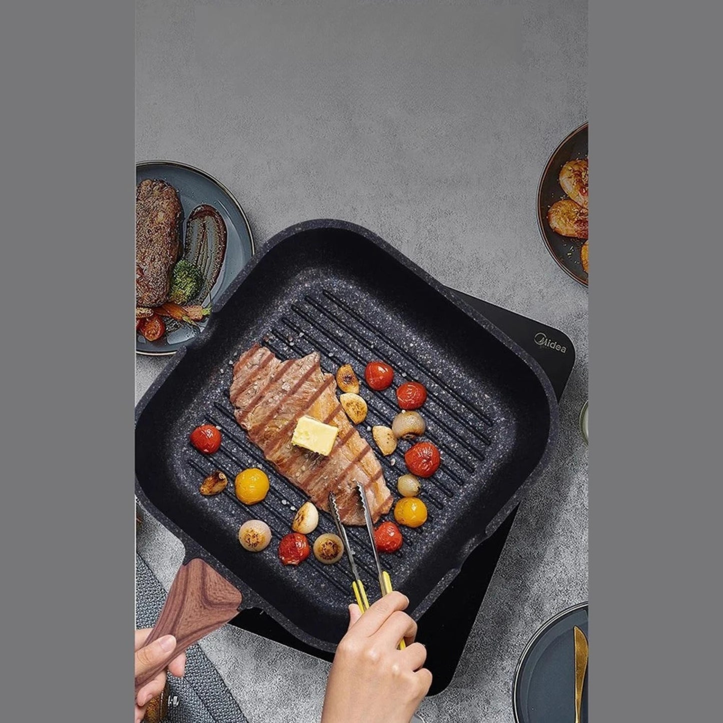 Square non-stick grill pan With Large Cooking Surface For Searing  Durable Food Grade Aluminum Griddle Grill Pan