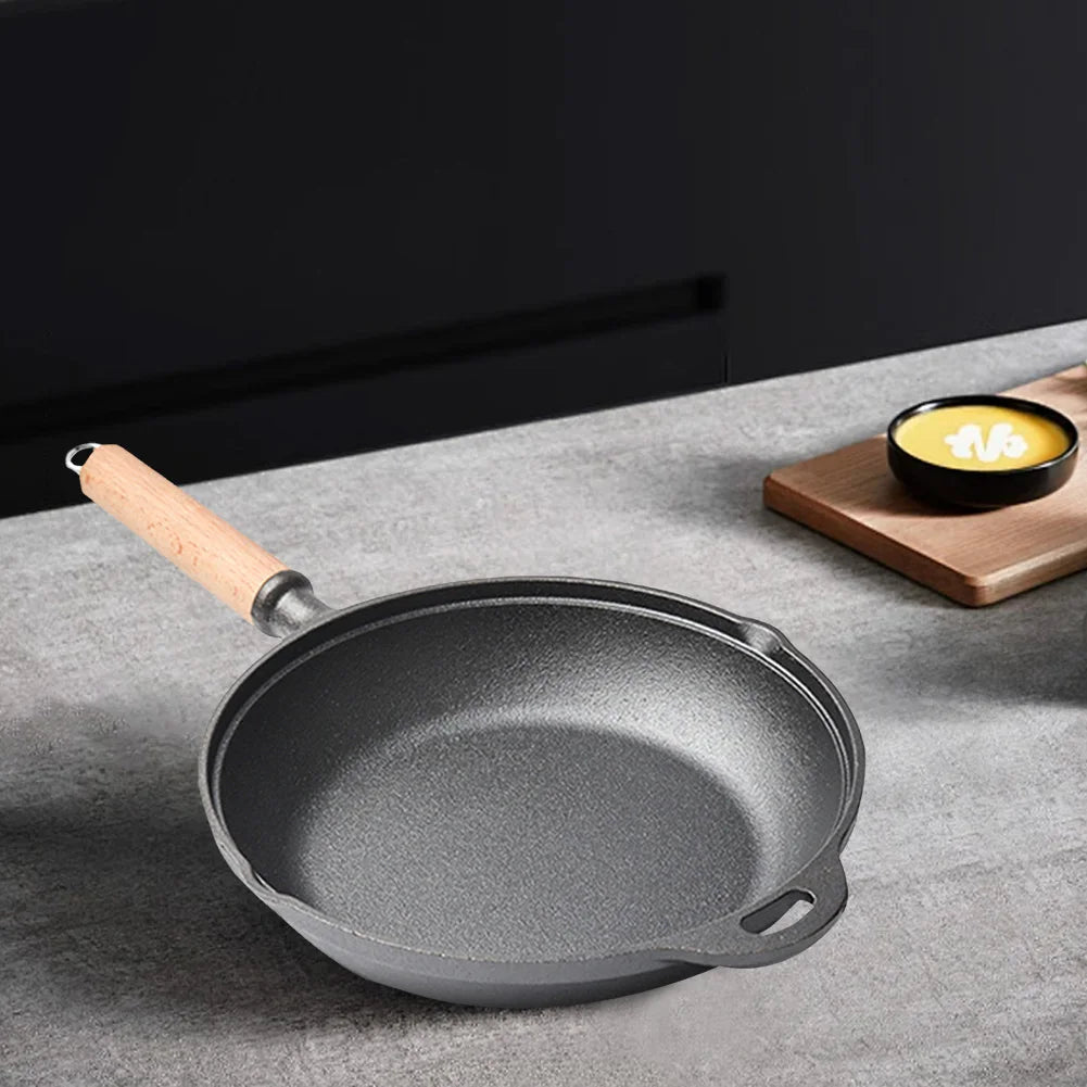 Preseasoned Cast Iron Skillet With Handle Chef Pan For Frying Grilling Indoor Outdoor Cooking