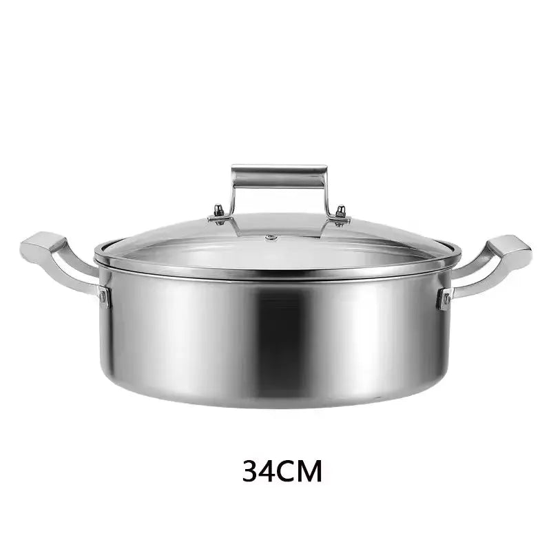 5-Ply Stainless Steel Multi-Purpose Sauté Pan / Stock Pot with Glass Lid & Side Handles – Ideal for Sautéing Vegetables, Searing Meat, Preparing Stocks, Broths, Soups, Stews, Sauces & One-Pot Meals 34cm