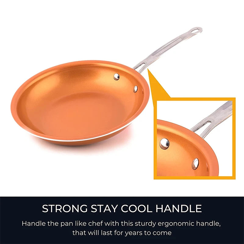 Ceramic Titanium Nonstick Aluminium Frying Pan – Copper Colour Round Egg Pan & Skillet – Best for Eggs, Omelettes, Steak & Fish – Available in 20cm, 24cm & 28cm