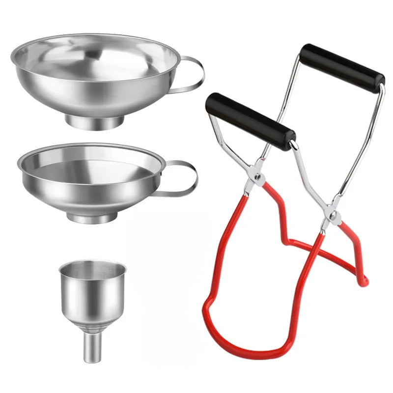 Stainless Steel Canning Essentials Kit – Wide Mouth Canning Funnels & Jar Lifter Tongs – Great for Home Canning, Jam & Preserving – Available in 4, 5 & 6 Pieces