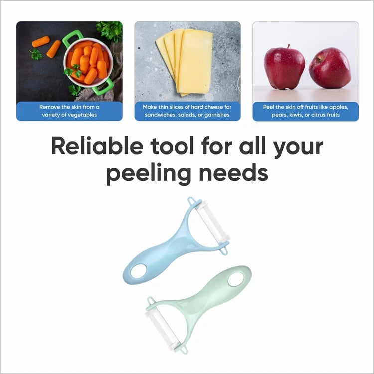 Ceramic Vegetable Peeler Set with Ergonomic Handles – Potato, Carrot & Apple Peelers – Perfect for Peeling Fruit & Vegetables – Available in Pastel & Bright 4 Piece Sets or Full 8 Piece Set